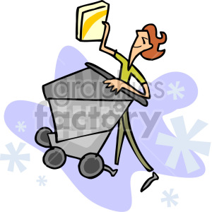 Cartoon Person Shopping with Cart