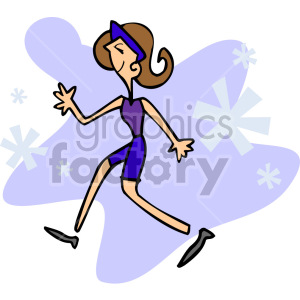 A colorful clipart of a person running, wearing athletic clothing.