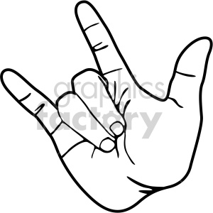 Clipart image of a hand showing the American Sign Language (ASL) sign for 'I Love You'.