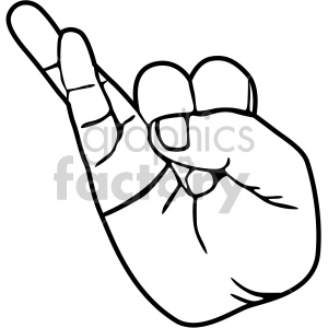 Clipart image of a hand making the ASL sign for 'luck' with fingers crossed.