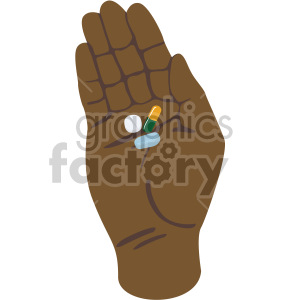 african american hand holding pills no background