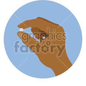 Illustration of a hand holding a small pill, symbolizing health and medication.