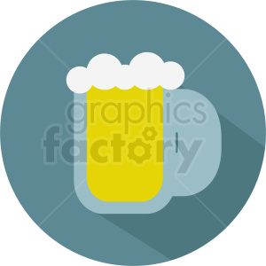 A clipart image of a beer mug filled with yellow beverage and topped with foam.