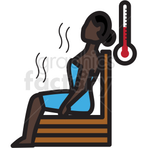 african american woman in sauna vector icon clipart