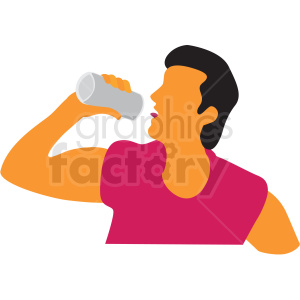 A stylized clipart image of a man drinking from a bottle or can.