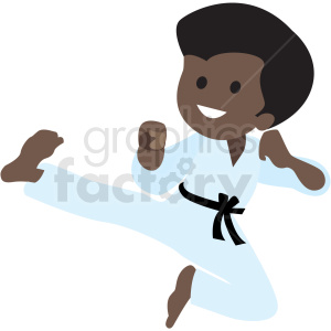 cartoon African American boy doing karate
