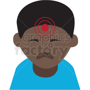african american boy with migraine headache vector icon