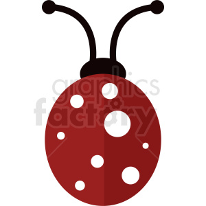 Clipart image of a stylized ladybug with a red body and black spots, along with two black antennae. The ladybug is depicted in a simplistic, cartoon-like design.