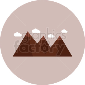 mountain with clouds vector icon on circle background