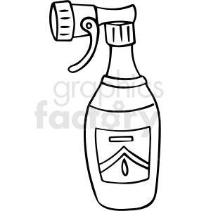 Clipart image of a spray bottle, typically used for cleaning or gardening purposes. The image is simplistic, with bold black outlines and minimal detail.