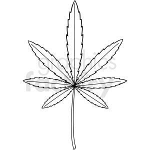 Black and white cartoon marijuana leaf vector clipart