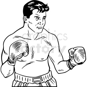 black and white retro boxer vector clipart