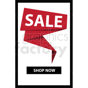 sale shop now notification banner with black border icon vector clipart