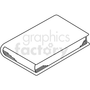 A black and white clipart image of a closed book.