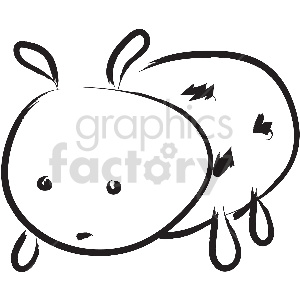 A black and white clipart image of a cute, simplistic ladybug with large eyes, antennae, and a few spots on its back.