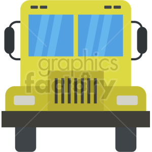 A simple, front-facing clipart illustration of a yellow school bus.