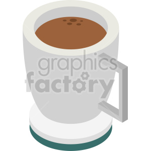 Isometric clipart of a coffee cup filled with coffee.