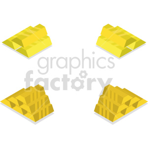 Isometric illustration of gold bars arranged in stacks, illustrating wealth and investment.