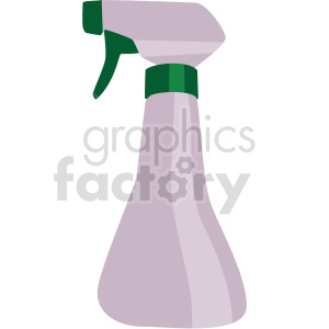 The image shows a clipart illustration of a spray bottle commonly used for gardening or household cleaning. The bottle has a purple body and a green trigger and nozzle.