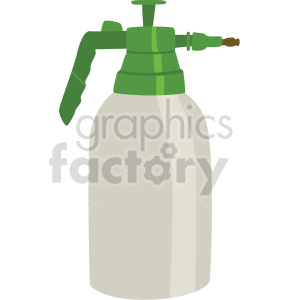 The clipart image depicts a pressure spray bottle commonly used for gardening. The spray bottle appears to have a green pump handle and nozzle, with a white or lightly colored container that would hold the liquid.