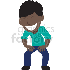 Clipart image of a person laughing, bending slightly forward with hands on knees.