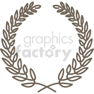 A clipart image of a laurel wreath. The laurel wreath is depicted as an open circular arrangement of leaves and branches, often used as a symbol of victory or achievement.