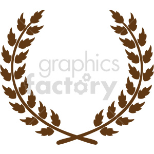 A clipart image of a brown laurel wreath composed of leaves, arranged in a semicircular shape.