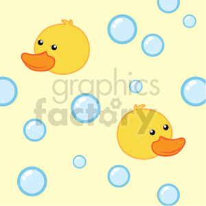 This clipart image features cute yellow rubber duck heads with orange beaks surrounded by blue bubbles on a light yellow background. The playful and cheerful design evokes a fun, bath-time theme suitable for kids.