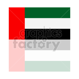 The image appears to be a simplified or pixelated version of the flag of the United Arab Emirates (UAE). It features the four colors associated with the flag: red on the vertical stripe at the hoist side, and horizontal stripes of green, white, and black.
