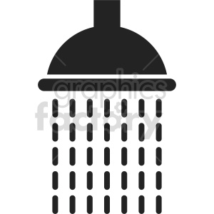 A silhouette of a shower head with water droplets.