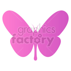 The image is a simple, stylized clipart of a pink butterfly. The butterfly has two large wings that are symmetrical and a small body with antennae.