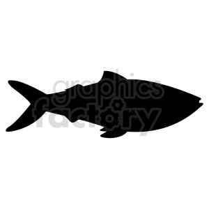 The image is a black silhouette of a single fish. The silhouette is clear and distinct, with the fish facing to the right and showing a side profile with fins and a tail.