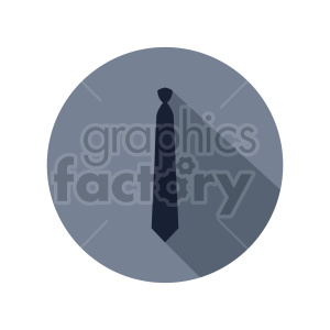 A simple clipart image of a black necktie inside a grey circular background.