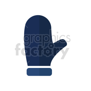 A simple clipart image of a dark blue oven mitt.