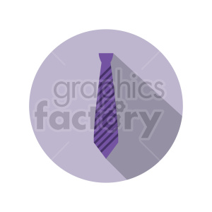 Clipart image of a striped purple tie on a circular, light purple background.
