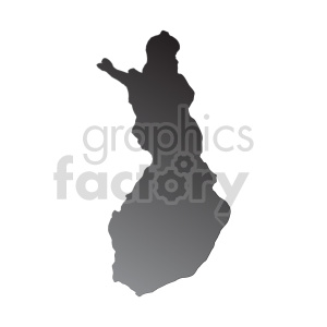 Silhouette map of Finland in gray gradient.