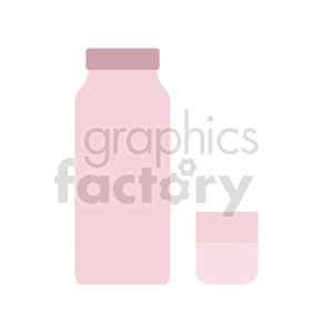 A minimalist clipart image of a pink beverage Thermos container alongside a matching cup.