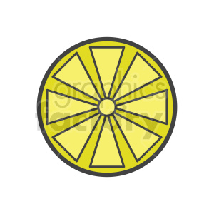 Clipart illustration of a lemon slice.