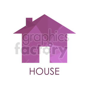 A geometric, purple shaded silhouette of a house with the word 'HOUSE' underneath.