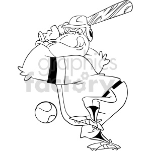 Black and white cartoon ape baseball player clipart