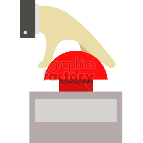 A clipart image of a hand pressing a large red button, often associated with emergency actions, decision making, or initiating a process.