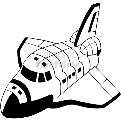 Black and white clipart image of a space shuttle.