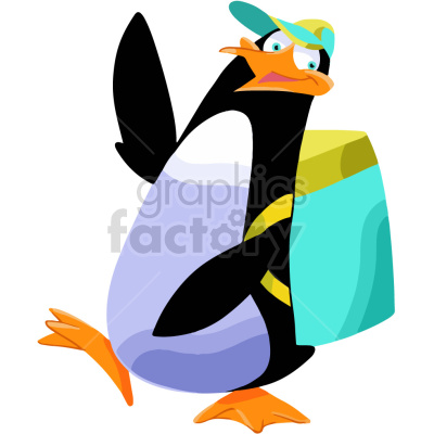 cartoon penguin delivery service vector