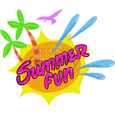 cartoon summer fun vector graphic