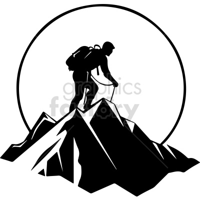 Mountain Climber - Ascending Peak Silhouette