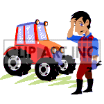 Farmer trying to repair his tractor.