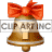 This gif animation shows a bell with a red bow on the top. It has the letter Y inside