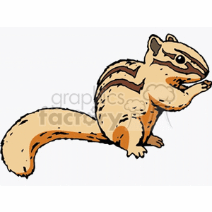 The image appears to be a clipart illustration of a brown chipmunk. The chipmunk is depicted in profile, with stripes on its back and is holding something in its front paws, possibly eating.