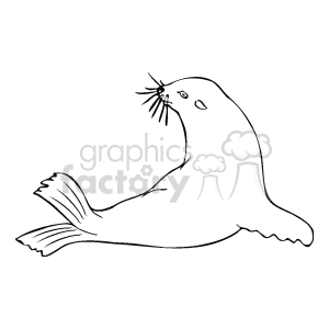 The clipart image is a line drawing of a seal resting. It has one flipper visible at the front, as well as its tail flippers 