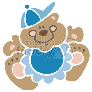 The clipart image shows a cute and cuddly teddy bear, commonly used as a children's toy. The bear is sitting upright with its arms outstretched, suggesting an inviting and friendly demeanor. It appears to be made of plush material, which is a soft and furry textile often used in stuffed animals. Overall, the image portrays a warm and comforting feeling associated with teddy bears.
